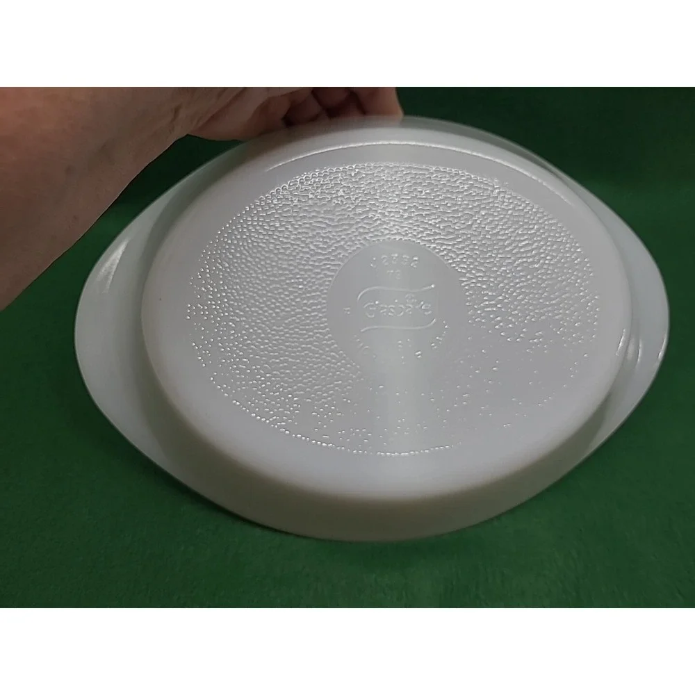 Divided‎ Bake Serving Dish GLASBAKE Milk Glass Oval  J-2352 Measures 8.5x12